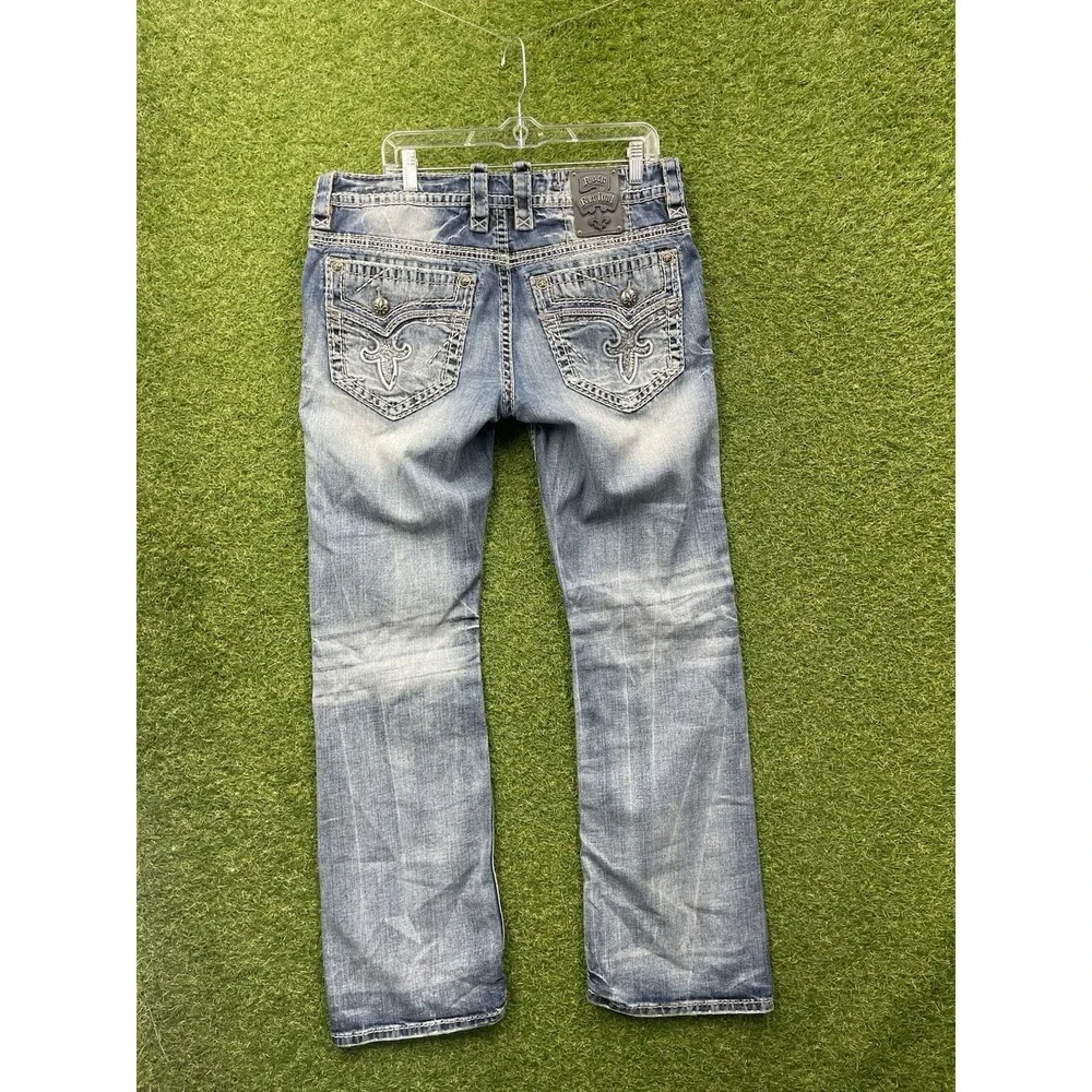 Rock Revival Jeans Mens 36 James Slim Boot Grunge Flap Pocket Medium Wash 0316